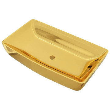 Aranyszínű kerámia mosdókagyló 71 x 38 x 13,5 cm - utánvéttel vagy ingyenes szállítással