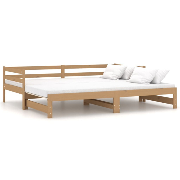 Mézbarna tömör fenyőfa kihúzható kanapéágy 2 x (90 x 200) cm - utánvéttel vagy ingyenes szállítással