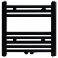 Fekete fürdőszobai törölközőszárító radiátor központi fűtéssel egyenes 480 x 480 mm - utánvéttel vagy ingyenes szállítással