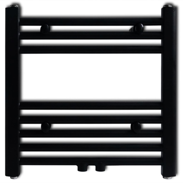 Fekete fürdőszobai törölközőszárító radiátor központi fűtéssel egyenes 480 x 480 mm - utánvéttel vagy ingyenes szállítással