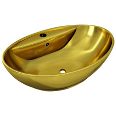 Aranyszínű kerámia mosdókagyló túlfolyóval 40 x 33 x 13,5 cm - utánvéttel vagy ingyenes szállítással