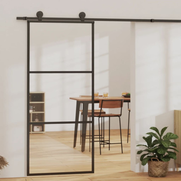 ESG üveg és alumínium tolóajtó fémszerelvény-szettel 90x205 cm - utánvéttel vagy ingyenes szállítással