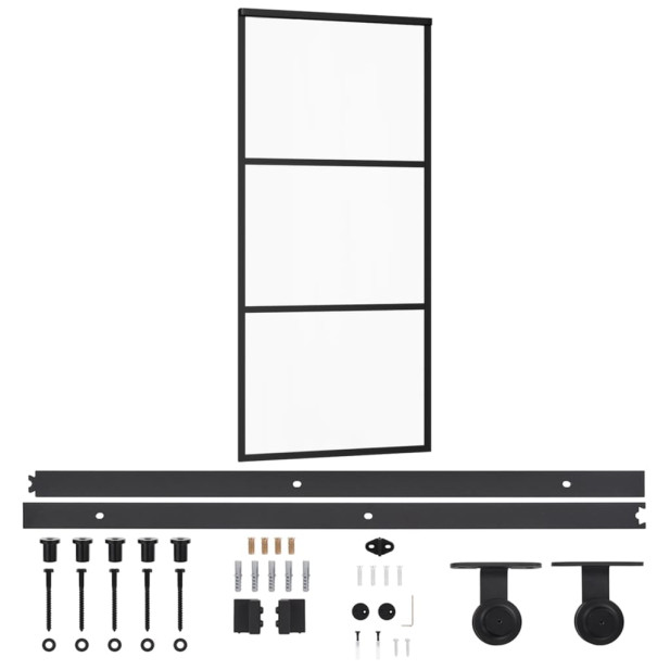 ESG üveg és alumínium tolóajtó fémszerelvény-szettel 90x205 cm - utánvéttel vagy ingyenes szállítással