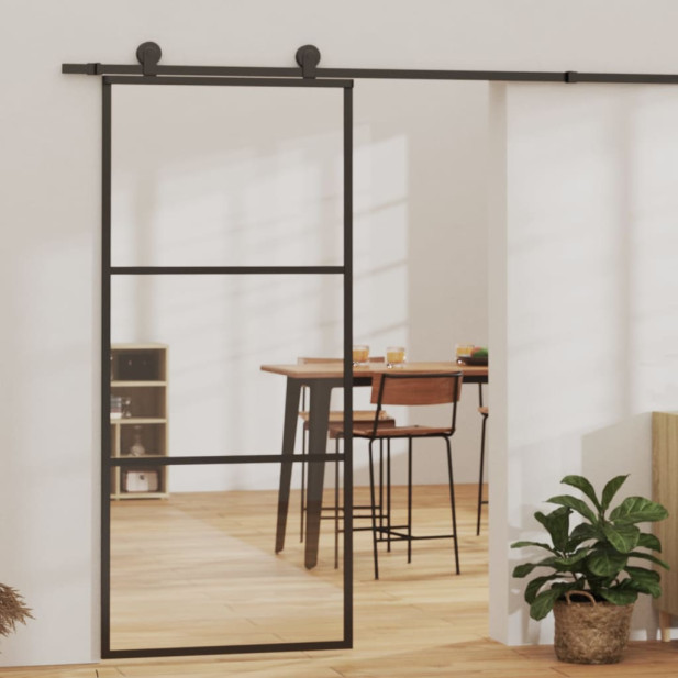 ESG üveg és alumínium tolóajtó fémszerelvény-szettel 90x205 cm - utánvéttel vagy ingyenes szállítással