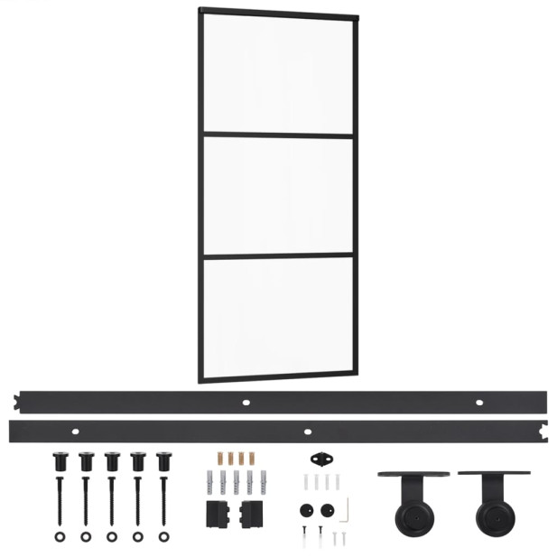 ESG üveg és alumínium tolóajtó fémszerelvény-szettel 90x205 cm - utánvéttel vagy ingyenes szállítással