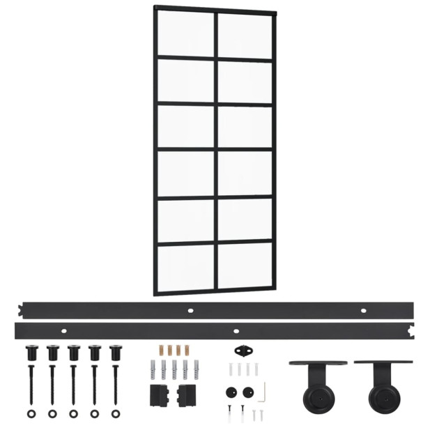 ESG üveg és alumínium tolóajtó fémszerelvény-szettel 90x205 cm - utánvéttel vagy ingyenes szállítással