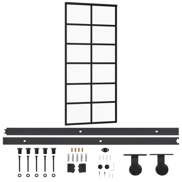 ESG üveg és alumínium tolóajtó fémszerelvény-szettel 90x205 cm - utánvéttel vagy ingyenes szállítással