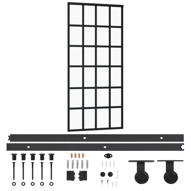 ESG üveg és alumínium tolóajtó fémszerelvény-szettel 90x205 cm - utánvéttel vagy ingyenes szállítással