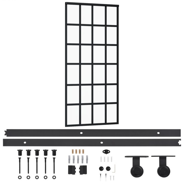 ESG üveg és alumínium tolóajtó fémszerelvény-szettel 90x205 cm - utánvéttel vagy ingyenes szállítással