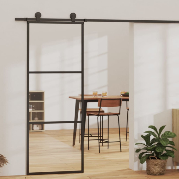 ESG üveg és alumínium tolóajtó fémszerelvény-szettel 76x205 cm - utánvéttel vagy ingyenes szállítással