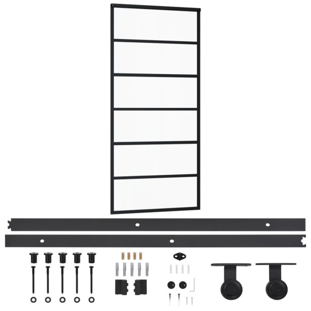 ESG üveg és alumínium tolóajtó fémszerelvény-szettel 90x205 cm - utánvéttel vagy ingyenes szállítással