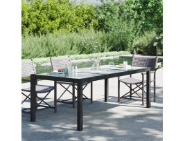 Fekete polyrattan és edzett üveg kerti asztal 190 x 90 x 75 cm - utánvéttel vagy ingyenes szállítással