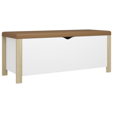 Fehér és sonoma tölgy színű tárolódoboz párnával 105x40x45 cm - utánvéttel vagy ingyenes szállítással