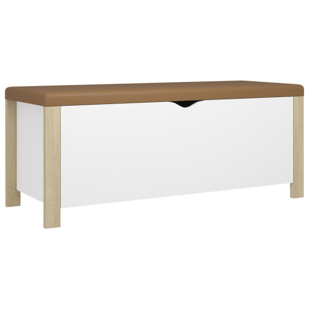 Fehér és sonoma tölgy színű tárolódoboz párnával 105x40x45 cm - utánvéttel vagy ingyenes szállítással