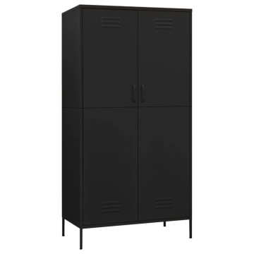 Fekete acél ruhásszekrény 90 x 50 x 180 cm - utánvéttel vagy ingyenes szállítással