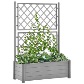 Kőszürke polipropilén rácsos kerti ültetőláda 100 x 43 x 142 cm - utánvéttel vagy ingyenes szállítással