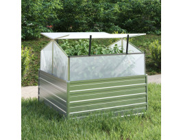 Ezüstszínű kerti magaságyás melegházzal 100 x 100 x 85 cm - utánvéttel vagy ingyenes szállítással