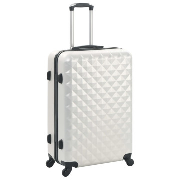 3 db fényes ezüstszínű keményfalú ABS gurulós bőrönd - utánvéttel vagy ingyenes szállítással