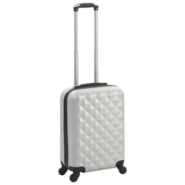 Fényes ezüstszínű keményfalú ABS gurulós bőrönd - utánvéttel vagy ingyenes szállítással