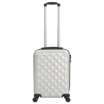 Fényes ezüstszínű keményfalú ABS gurulós bőrönd - utánvéttel vagy ingyenes szállítással