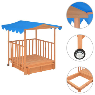 Kék fa gyermekjátszóház homokozóval UV50 - utánvéttel vagy ingyenes szállítással