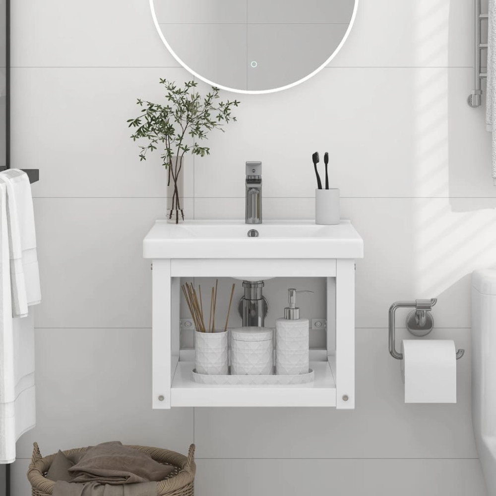 Fehér vas fürdőszobai fali mosdókagylókeret 40 x 38 x 31 cm - utánvéttel vagy ingyenes szállítással