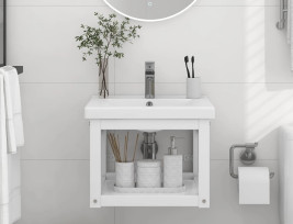 Fehér vas fürdőszobai fali mosdókagylókeret 40 x 38 x 31 cm - utánvéttel vagy ingyenes szállítással