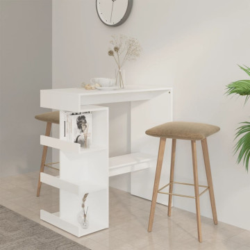 Fehér szerelt fa bárasztal tárolópolccal 100 x 50 x 101,5 cm - utánvéttel vagy ingyenes szállítással