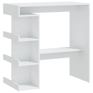 Fehér szerelt fa bárasztal tárolópolccal 100 x 50 x 101,5 cm - utánvéttel vagy ingyenes szállítással
