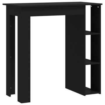 Fekete szerelt fa bárasztal polccal 102 x 50 x 103,5 cm - utánvéttel vagy ingyenes szállítással