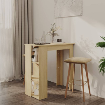 Sonoma tölgy színű szerelt fa bárasztal polccal 102x50x103,5 cm - utánvéttel vagy ingyenes szállítással