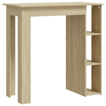 Sonoma tölgy színű szerelt fa bárasztal polccal 102x50x103,5 cm - utánvéttel vagy ingyenes szállítással
