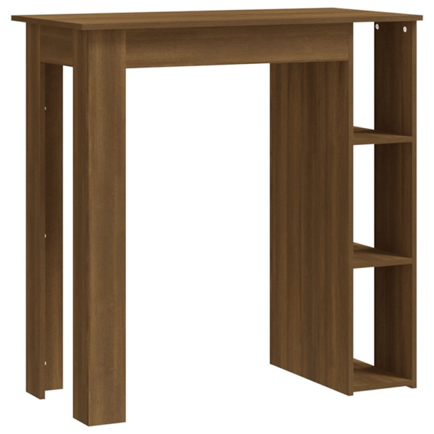 Barna tölgy színű szerelt fa bárasztal polccal 102x50x103,5 cm - utánvéttel vagy ingyenes szállítással