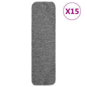 15 db szürke négyszögű csúszásmentes lépcsőszőnyeg 75 x 20 cm - utánvéttel vagy ingyenes szállítással