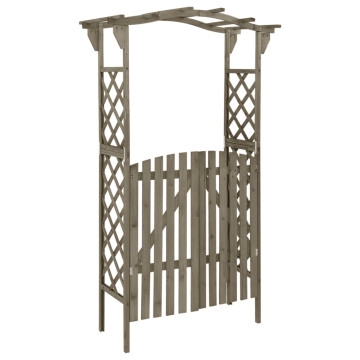 Szürke tömör fenyőfa pergola kapuval 116 x 40 x 204 cm - utánvéttel vagy ingyenes szállítással