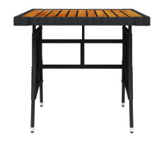 Fekete polyrattan és tömör akácfa kerti asztal 70 x 70 x 72 cm - utánvéttel vagy ingyenes szállítással