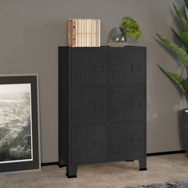 Fekete fém ipari tárolószekrény 75 x 40 x 115 cm - utánvéttel vagy ingyenes szállítással