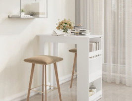 Fehér forgácslap bárasztal tárolórekesszel 102 x 50 x 103,5 cm - utánvéttel vagy ingyenes szállítással