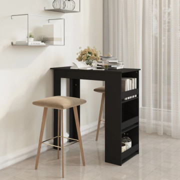 Fekete forgácslap bárasztal tárolórekesszel 102 x 50 x 103,5 cm - utánvéttel vagy ingyenes szállítással