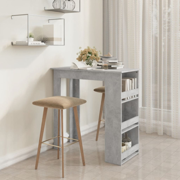 Betonszürke bárasztal tárolópolccal 102 x 50 x 103,5 cm - utánvéttel vagy ingyenes szállítással