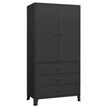 Fekete fém ipari ruhásszekrény 90 x 50 x 180 cm - utánvéttel vagy ingyenes szállítással