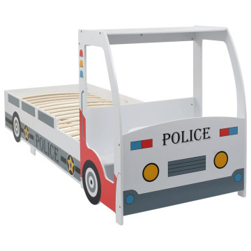 Rendőrautó formájú gyerekágy asztallal 90 x 200 cm - utánvéttel vagy ingyenes szállítással
