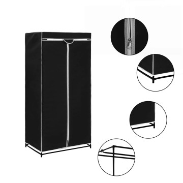 Fekete ruhásszekrény 75 x 50 x 160 cm - utánvéttel vagy ingyenes szállítással
