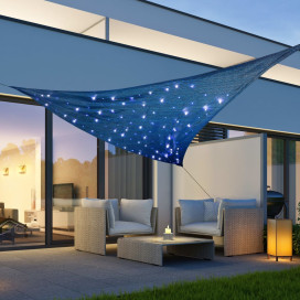 HI világoskék napvitorla 100 LED-del 3,6 x 3,6 x 3,6 m - utánvéttel vagy ingyenes szállítással