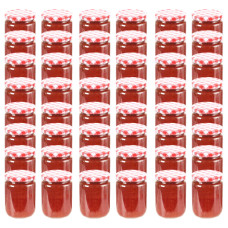 48 db 230 ml-es befőttesüveg piros-fehér tetővel - utánvéttel vagy ingyenes szállítással