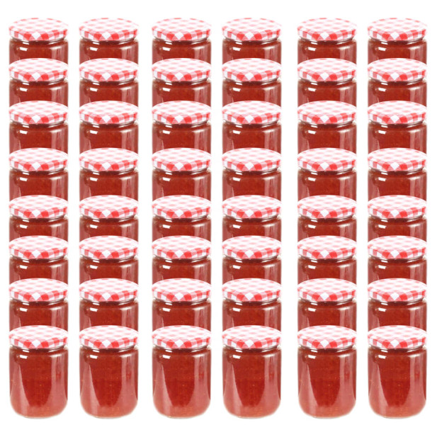 48 db 230 ml-es befőttesüveg piros-fehér tetővel - utánvéttel vagy ingyenes szállítással