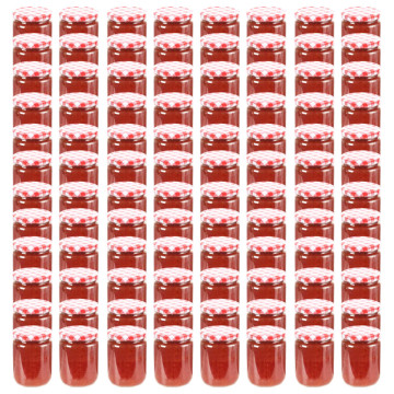 96 db 230 ml-es befőttesüveg piros-fehér tetővel - utánvéttel vagy ingyenes szállítással