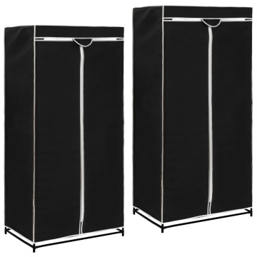 2 db fekete ruhásszekrény 75 x 50 x 160 cm - utánvéttel vagy ingyenes szállítással