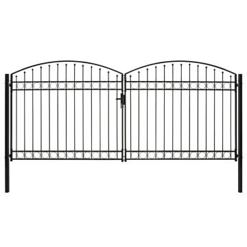 ívelt tetejű kétajtós fekete acél kerítéskapu 400 x 200 cm - utánvéttel vagy ingyenes szállítással