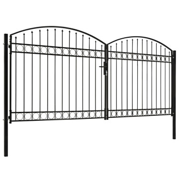ívelt tetejű kétajtós fekete acél kerítéskapu 400 x 200 cm - utánvéttel vagy ingyenes szállítással